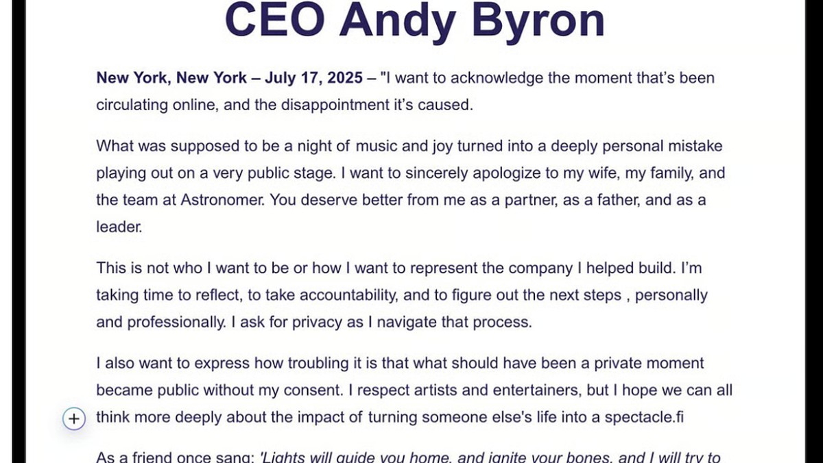 Drama CEO Astronomer, Benarkah Surat Minta Maafnya Cuma Bohong?